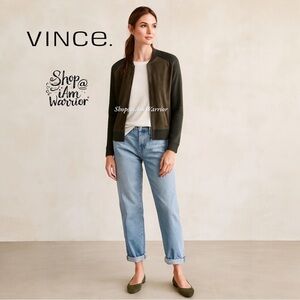 Vince olive genuine suede & wool zip up bomber jacket *shop@iamwarrior